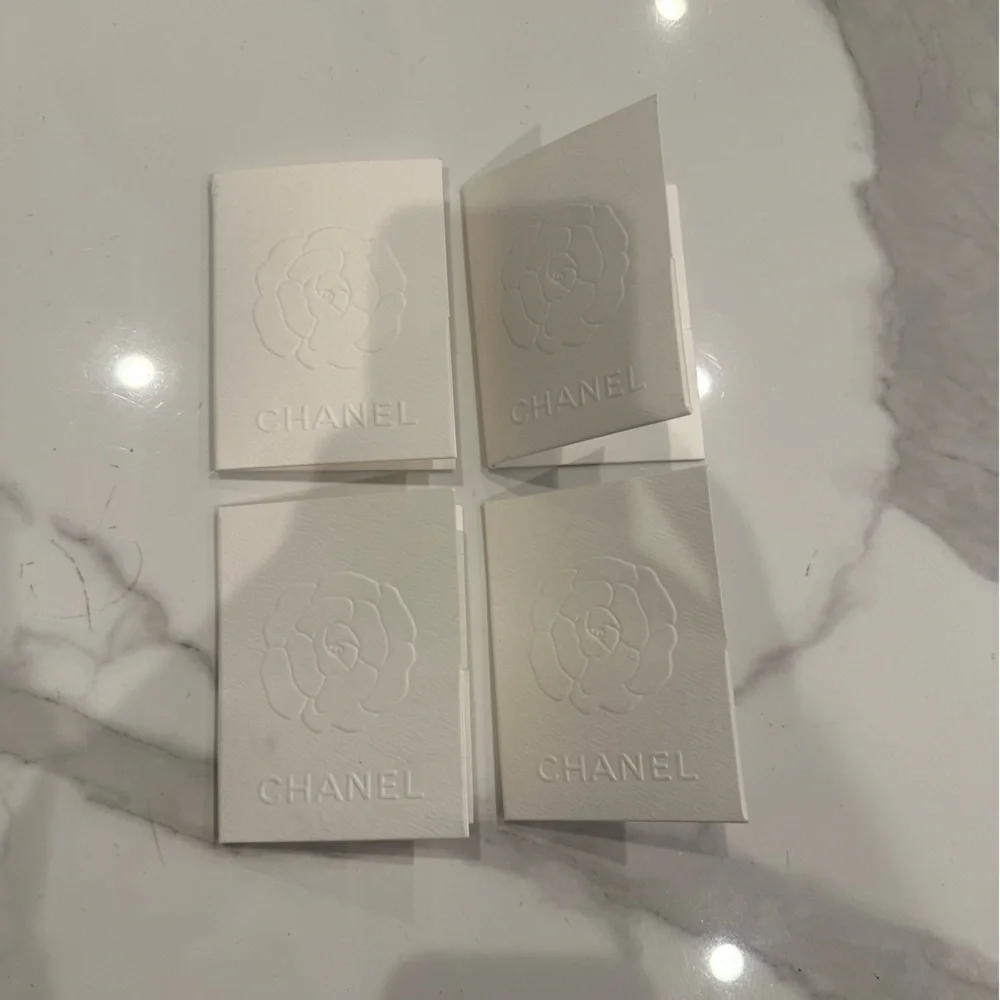 CHANEL Cream Camellia Embossed Cards